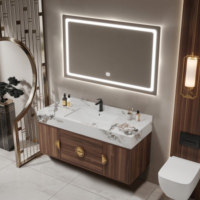 卫生间实木新中式浴室柜组合岩板洗手池脸盆柜现代简约智能洗漱台图4