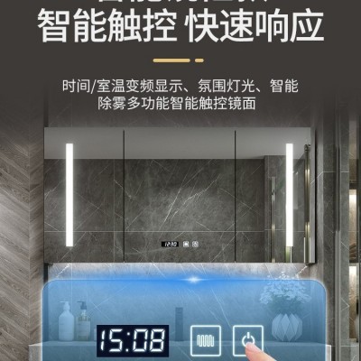 橡木烤漆新中式浴室柜实木洗脸盆卫生间洗漱台洗手面盆陶瓷一体盆图2