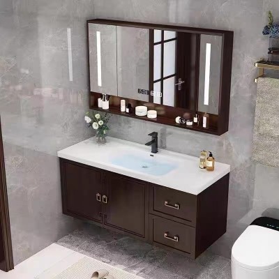 橡木新中式浴室柜组合卫生间卫浴柜洗漱台洗脸盆洗手盆悬挂式
