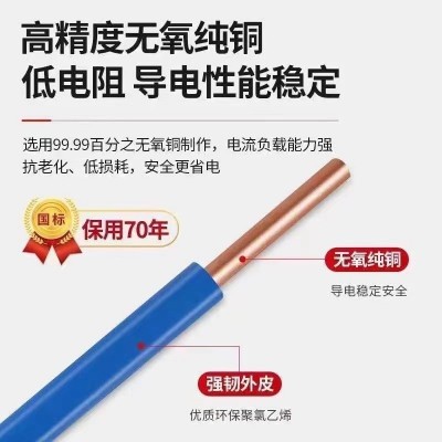 电缆 电线 国标纯铜电源线 软线BVR绝缘阻燃家用装修电线图2