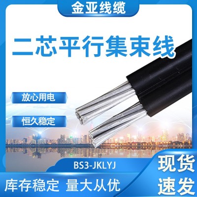 两芯平行集束导线JKLYJ架空线二芯绝缘并排线光伏入户电缆黑皮线