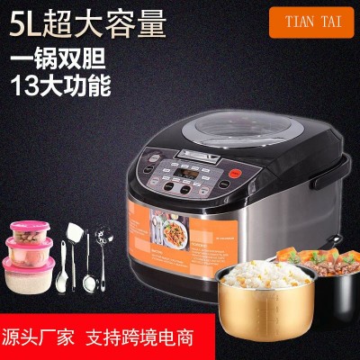 跨境一件代发电饭锅家用5L大型rice cooker全自动智能多功能欧英图1