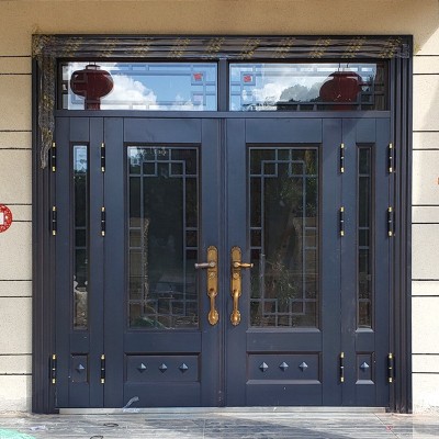锌合金别墅玻璃大门双开门农村自建房双开入户铜门乡村防盗门家用图4