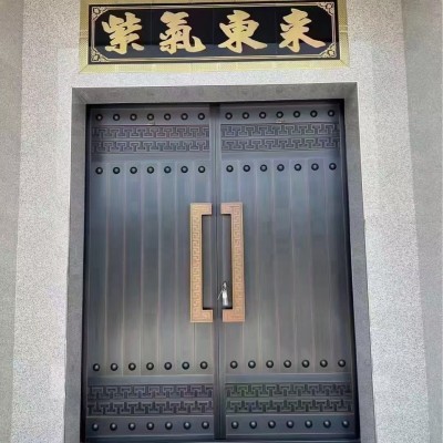 别墅铜门钢质仿铜门铁艺大门电动平开大门农村防盗大门不锈钢门图3