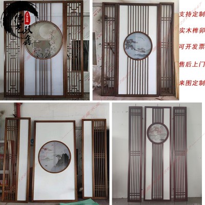 源头厂家实木格栅屏风隔断 中式折叠屏风 玄关客厅隔断柜隔断墙图2