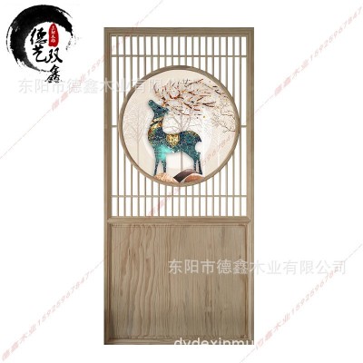 厂家直销办公室玄关隔断柜 移动折叠中式屏风 活动实木格栅置物架图5