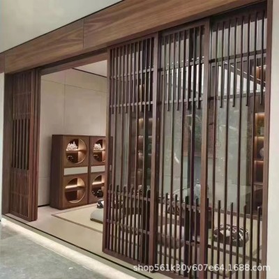 实木玻璃门窗日式折叠推拉咖啡店平开木门店铺移门美式原木风门窗图4