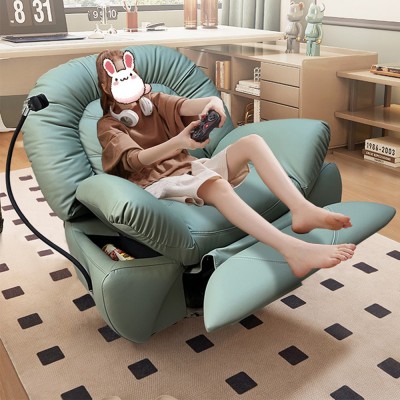 新款电竞头等电动沙发客厅卧室小户型硅胶皮懒人单椅旋转功能沙发图2