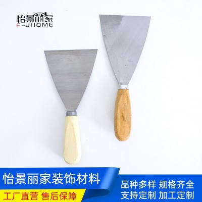 厂家批发油灰刀加厚三角刮刀刮墙清洁铲刀双夹镜面木柄腻子刀图5