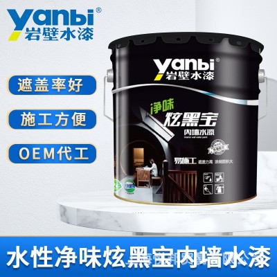 岩壁水漆 炫黑宝净味内墙水漆 黑色涂料 黑色乳胶漆喷顶棚墙面漆图3