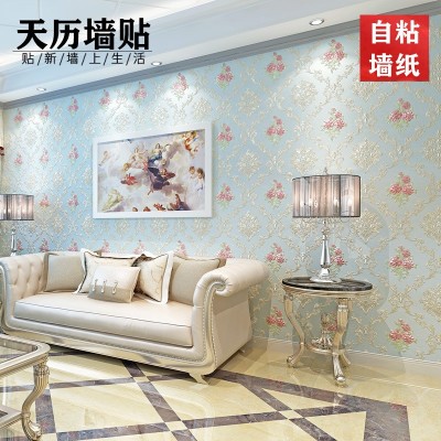 自粘墙纸3D立体浮雕贴纸欧式田园精压卧室客厅书房电视背景墙壁纸图5