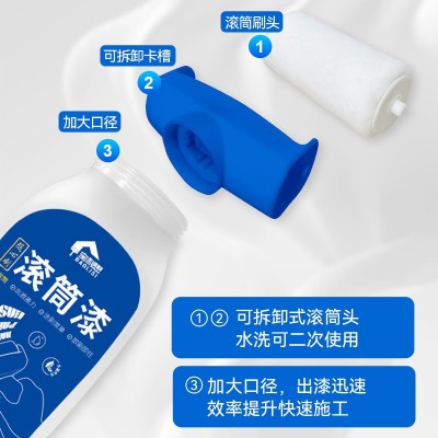 橙色墙面大滚筒漆水性乳胶漆白色家用墙面修补漆水乳型净味内墙漆图3