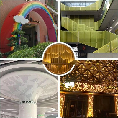 佛山氟碳铝单板幕墙外墙冲孔造型铝板户外门头仿木纹 铝 单板厂家图2