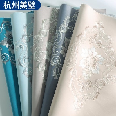家用背景墙北欧轻奢欧式高级感墙布厂家全屋客厅卧室可贴 刺绣壁布图4