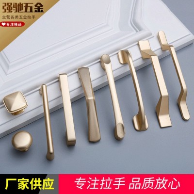 厂家新简约轻奢铜色锌合金拉手橱窗柜门家具五金配件衣柜门把手