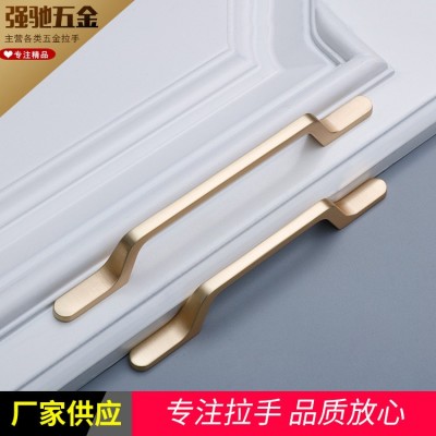 厂家新简约轻奢铜色锌合金拉手橱窗柜门家具五金配件衣柜门把手图2