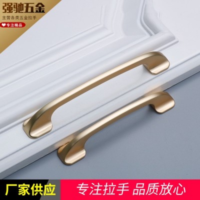 厂家新简约轻奢铜色锌合金拉手橱窗柜门家具五金配件衣柜门把手图3