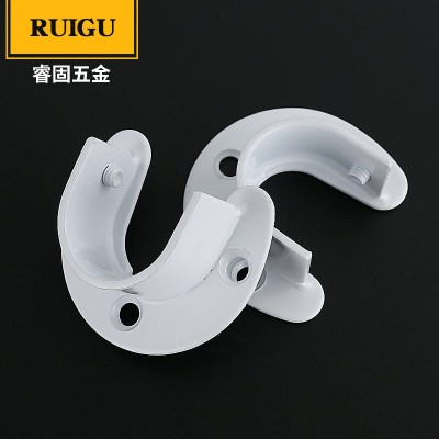 批发加厚不锈钢开口法兰挂衣杆座 阳台不锈钢圆管座 白色 开口法兰图2