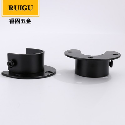 加厚不锈钢衣管座 挂衣杆 黑色衣柜衣托钢圆管开口法兰座32 25mm图3