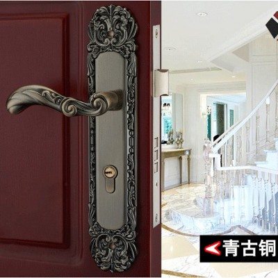 青古铜别墅对开门锁 防盗双开大门锁 实木执手门锁欧式房门锁批发图2