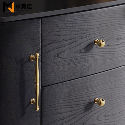 新款轻奢法式柜门拉手金色高端家具抽屉把手锌合金厨柜单孔小拉手图4