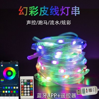 皮线灯圣诞灯串 声控串串灯 跨境USB幻彩RGB蓝牙APP氛围灯装饰灯