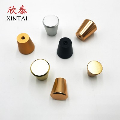 抽屉铝合金拉手金色实心单孔铜拉丝把手现代简约太空铝圆锥拉手图2