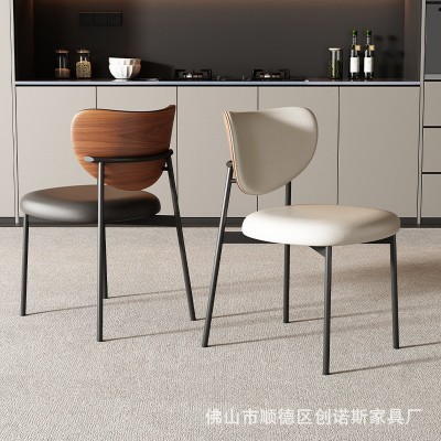 意式轻奢实木餐椅家用极简北欧餐桌椅现代靠背椅洽谈椅会所网红椅图5