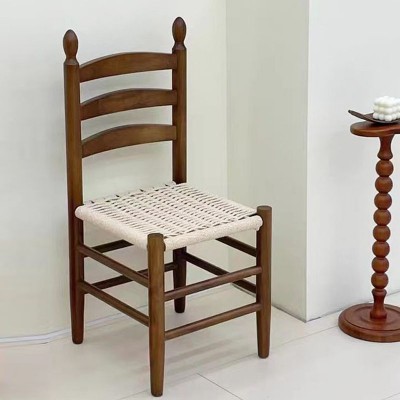 中古实木椅包邮复古法式餐桌椅Vintage家用靠背绳编夏克椅装饰椅图5