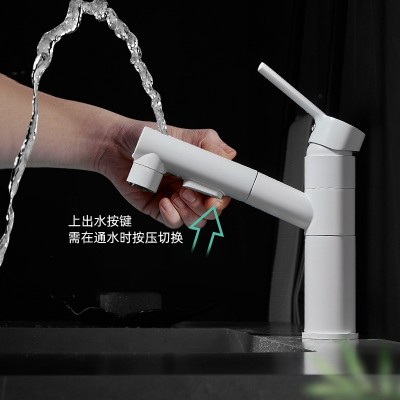 飞宇诺面盆抽拉水龙头卫生间家用浴室柜洗漱台冷热防溅水龙 头白色图4