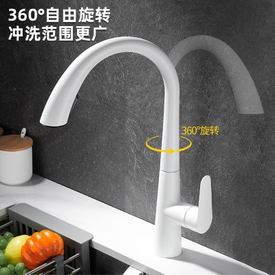 白色水龙头冷热水全铜简约洗脸盆卫生间台上盆面盆创意浴室龙头图4