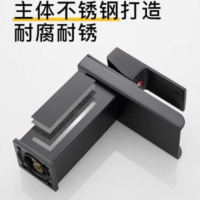 黑色铜芯冷热洗手盆水龙头洗脸盆浴室卫生间台上盆家用瀑布水龙头图3
