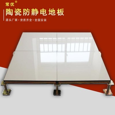 【常优】陶瓷防静电地板机房架空活动地板象牙白小蓝花厂家直销图1