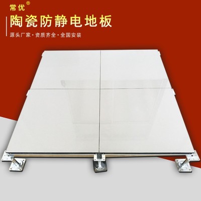【常优】陶瓷防静电地板机房架空活动地板象牙白小蓝花厂家直销图3