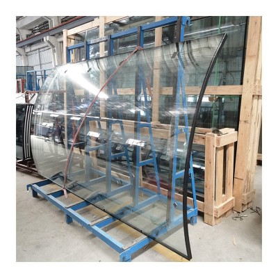 厂家供应弯钢玻璃生产弧形钢中空夹胶玻璃 弯钢中空玻璃