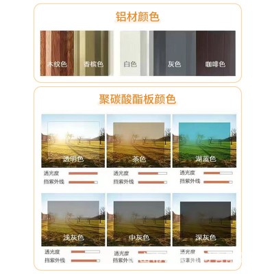 铝合金支架雨棚户外无声遮阳棚屋檐农村家用院子阳台耐力板阳光棚图2