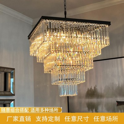 美式水晶吊灯别墅客厅主灯卧室正方形厅灯轻奢入户大堂酒店售楼部图5