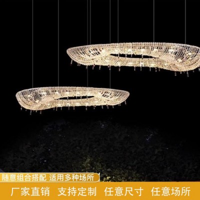 吊灯客厅灯复式楼水晶大厅主灯高级轻奢挑高别墅酒店设计师餐厅灯图5