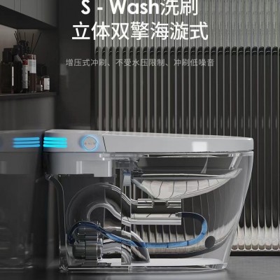 无水压限制酒店家用智能马桶小户型双水路杀菌内置泡沫盾坐座便器图2
