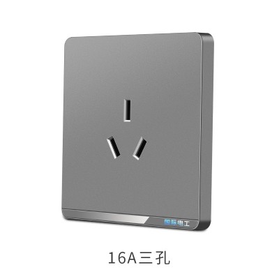 厂家定做开关插座暗装灰色86型家用墙壁16A一开双五孔US B插座面板图2