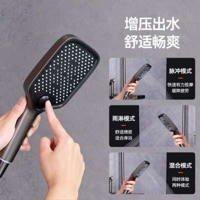 全套枪灰色智能恒温淋浴花洒套装家用水镀数显钢琴氛围灯花洒图3
