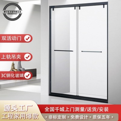 澳宁双活动整体淋浴房 一字型浴室隔断干湿分离玻璃门浴屏卫生间图1