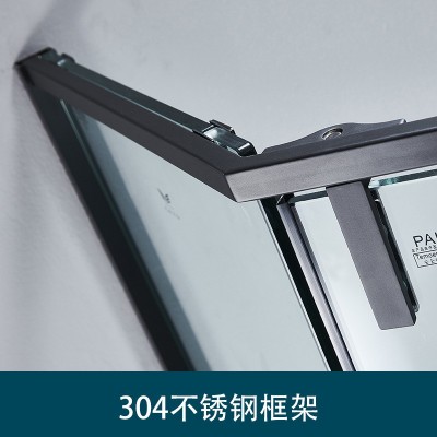 新款钻石型哑黑不锈钢边框现代极简风淋浴房推拉门淋浴隔断可定图2