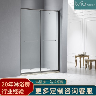 一字型新款枪灰拉丝淋浴房极简浴室隔断家用酒店干湿分离可定批发