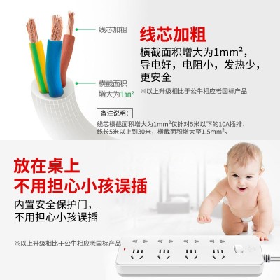 公牛插座板家用插排插线板排插带线多孔多插位接线板电源插板正品图2