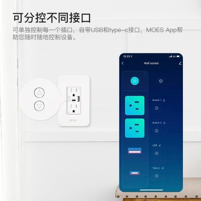 WIFI涂鸦智能家居插座美规双插app定时USB+typec分区遥控智能插座