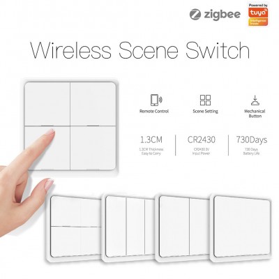 zigbee涂鸦智能家居场景开关无线4键随意贴app定时情景智能开关图2