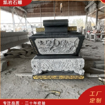 供应宗庙石雕香炉 长方形石头香炉鼎 露天雕塑摆件 凯岩雕刻图2