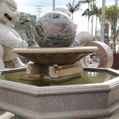 定做芝麻白石雕风水球摆件厂 欧式石材花岗岩喷泉风水球安装图4