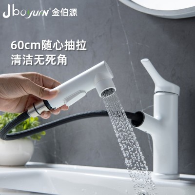 304不锈钢水镀哑白色抽拉式漱口多功能面盆冷热水龙头卫生间浴室图5